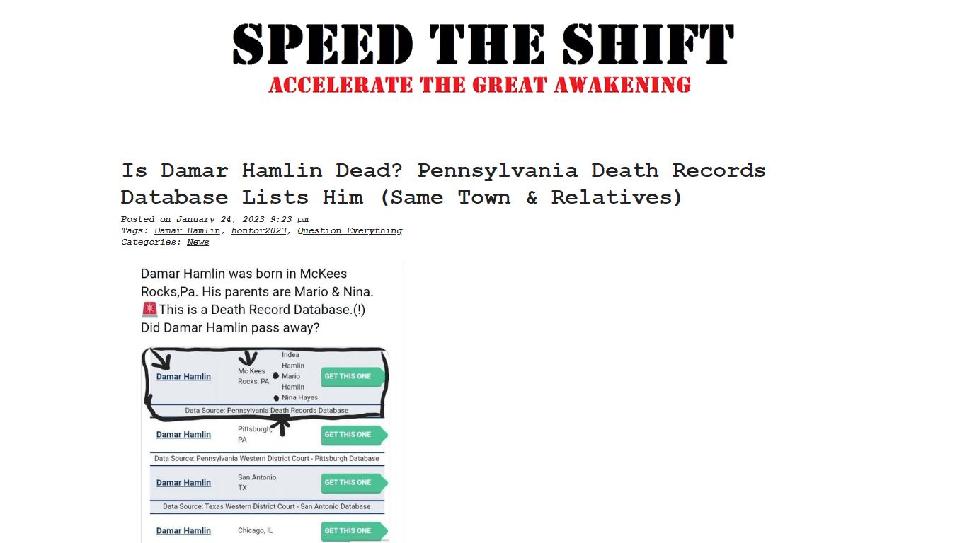 Is Damar Hamlin Dead? Pennsylvania Death Records Database Lists Him ...