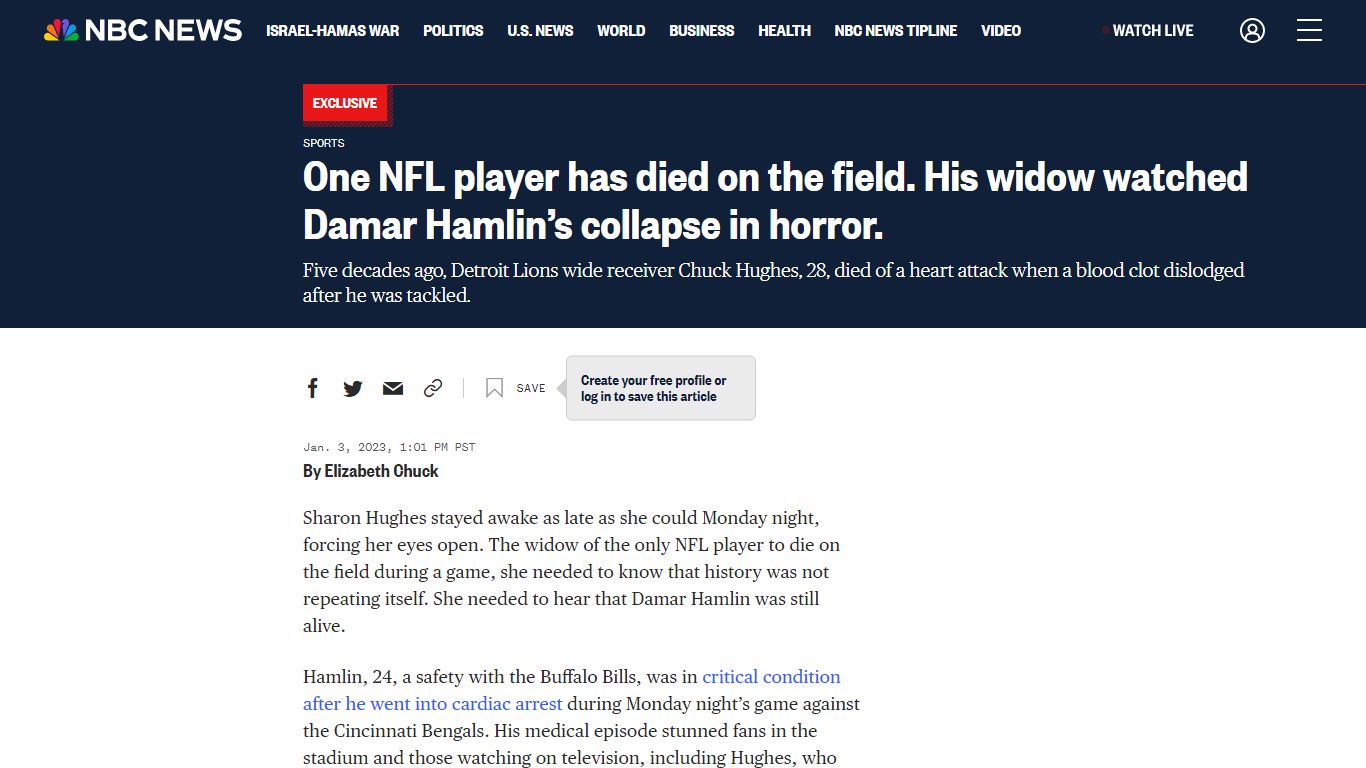 One NFL player has died on the field. His widow watched Damar Hamlin’s ...